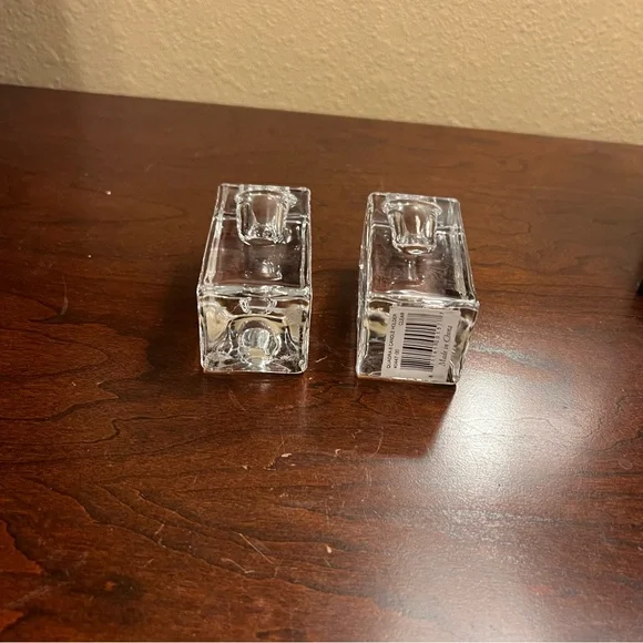 2 Clear Crystal Candle Holders - Picture 5 of 10